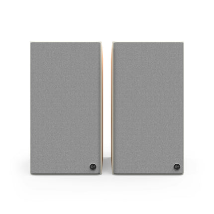 Pereche Klipsch The Nines II in finisaj Oak, vazute din fata, cu grile