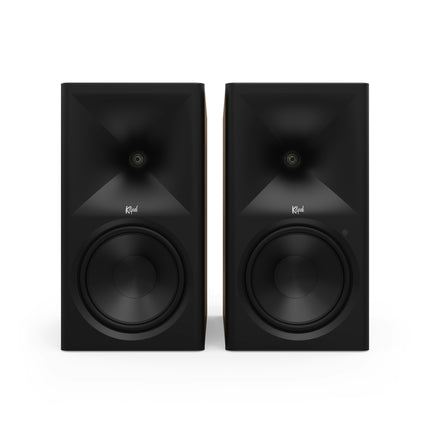 Pereche Klipsch The Nines II in finisaj Walnut, vazute din fata, fara grile