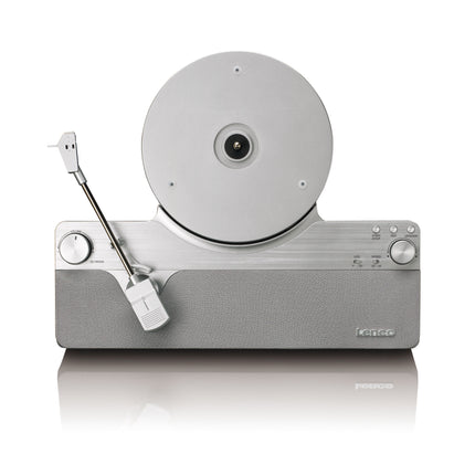 Lenco LSA-071 din față, fără disc: platanul vertical, comenzile și boxele
