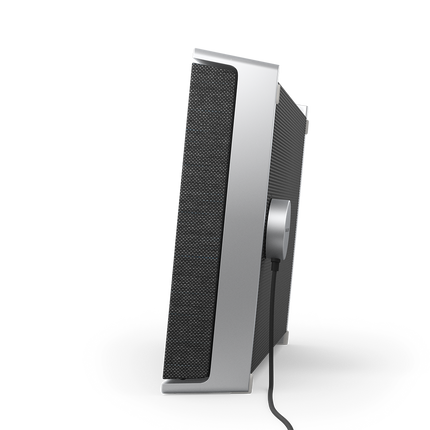 Beosound Level in Natural Aluminium / Dark Grey, profil lateral cu cablu