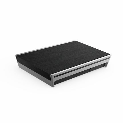 Beosound Level in Natural Aluminium / Dark Grey, asezata culcat pe masa