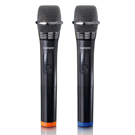 Setul Lenco MCW-020: microfoane wireless negre cu grilă metalică și receiverul comun cu mufă jack