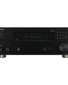 Receiver AV Onkyo TX-RZ30 negru, panoul frontal cu afisaj si buton de volum