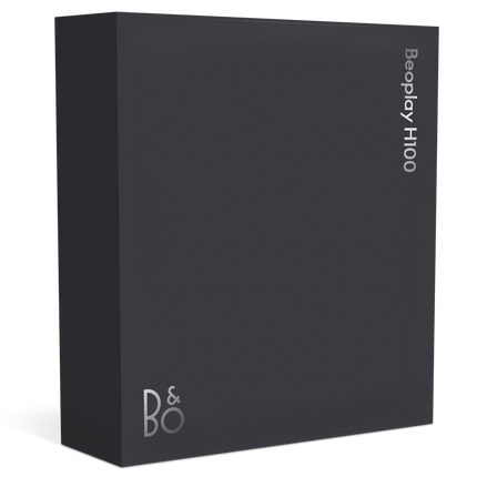 Bang & Olufsen Beoplay H100 în finisajul Infinite Black — ambalaj