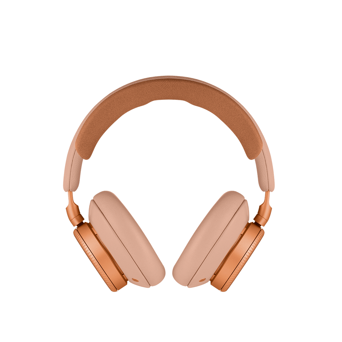 Beoplay H100 în finisaj Sunset Apricot, pe fundal neutru.