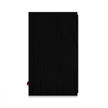 Lateralul unei boxe Klipsch R-50M, cu textura de vinil cu aspect de lemn