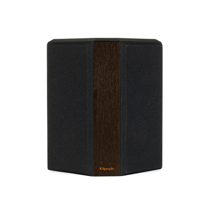 Klipsch RP-402S in finisajul Walnut cu grilele montate, referinta de finisaj
