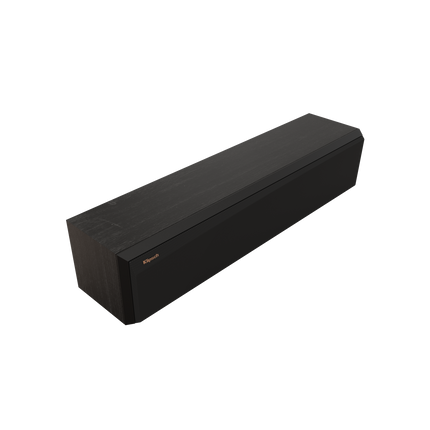 Klipsch RP-404C II Ebony cu grila magnetica montata, vedere din trei sferturi