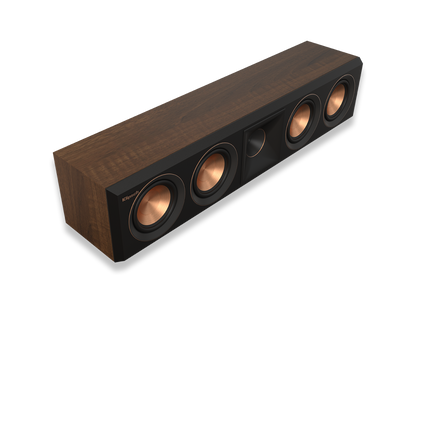 Boxa de canal central Klipsch RP-404C II in finisaj Walnut, vazuta din trei sferturi