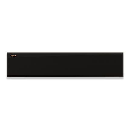 Vedere frontala a boxei Klipsch RP-404C II cu grila montata