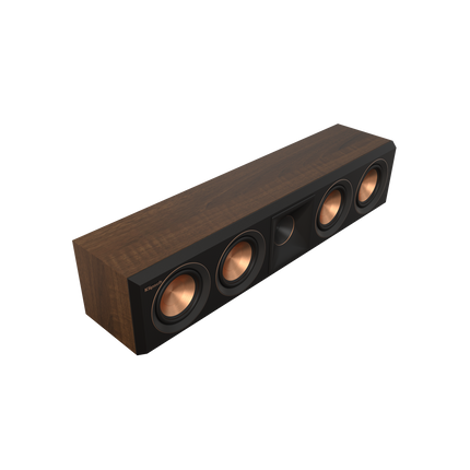 Boxa de canal central Klipsch RP-404C II in finisaj Walnut, fara grila, vazuta din trei sferturi