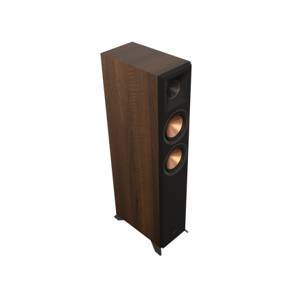Boxa de podea Klipsch RP-5000F II in finisaj Walnut, fara grila, vazuta din trei sferturi