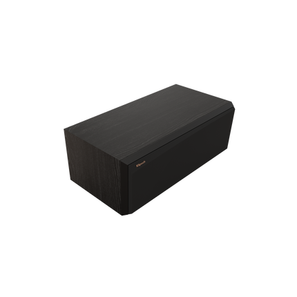 Klipsch RP-500C II Ebony cu grila magnetica montata, vedere din trei sferturi