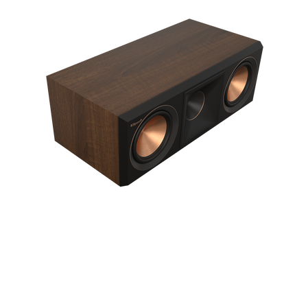 Klipsch RP-500C II Walnut vazuta din trei sferturi, fara grila