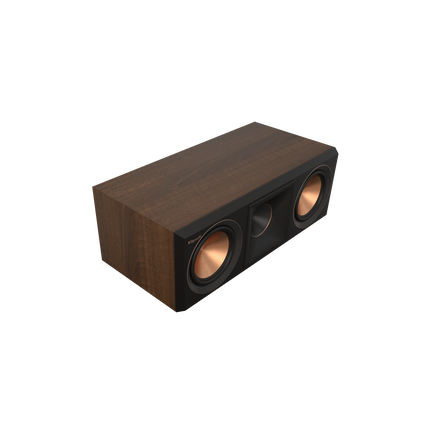 Boxa de canal central Klipsch RP-500C II in finisaj Walnut, fara grila, vazuta din trei sferturi