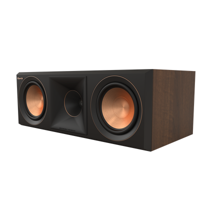 Detaliu cu wooferul Cerametallic si hornul Tractrix la Klipsch RP-500C II Walnut
