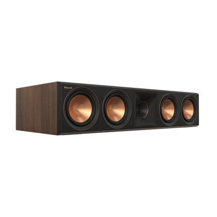 Detaliu cu wooferele Cerametallic si palnia Tractrix, finisaj Walnut