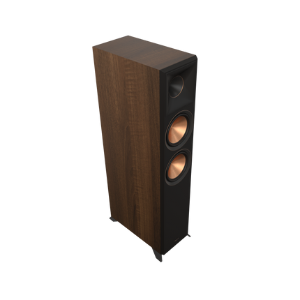 Boxa de podea Klipsch RP-6000F II in finisaj Walnut, fara grila, vazuta din trei sferturi