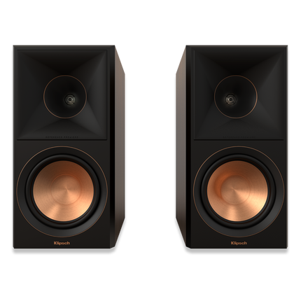 Klipsch RP-600M II Ebony vazute din fata, cu hornul Tractrix si wooferul Cerametallic la vedere