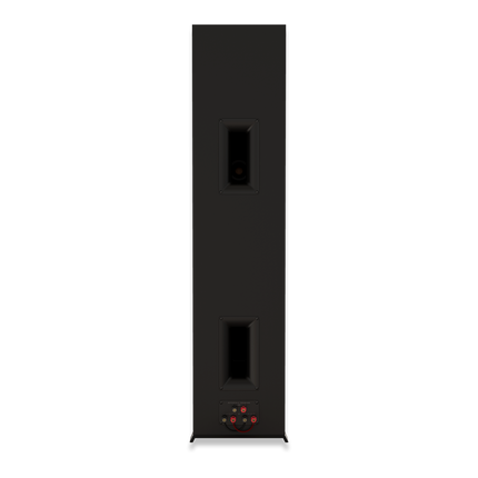 Spatele boxei Klipsch RP-8060FA II, cu cele doua porturi Tractrix si panoul de borne
