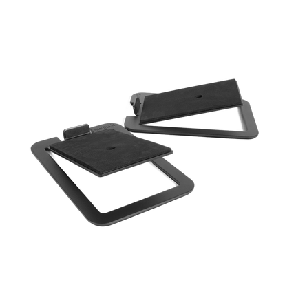 Pereche de standuri de birou Kanto S4 negre, decupate pe fundal transparent