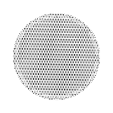 Grila rotunda alba a boxei JBL Synthesis SCL-8, vazuta din fata