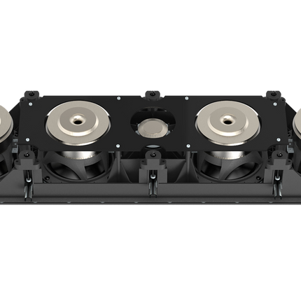 Vedere din spate a boxei JBL Synthesis SCL-6, cu cele patru woofere si filtrul pasiv