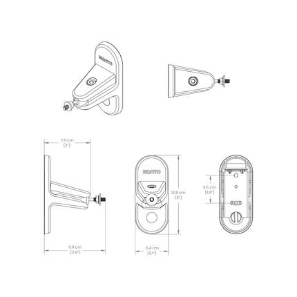 Desen tehnic Kanto Audio SPW3 cu cotele suportului