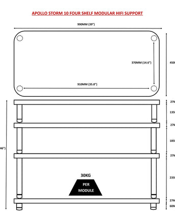 TV Stand Atacama Apollo Storm 10, Natural Oak, 100cm latime, 4 rafturi variante culori - White Legs / Black Legs