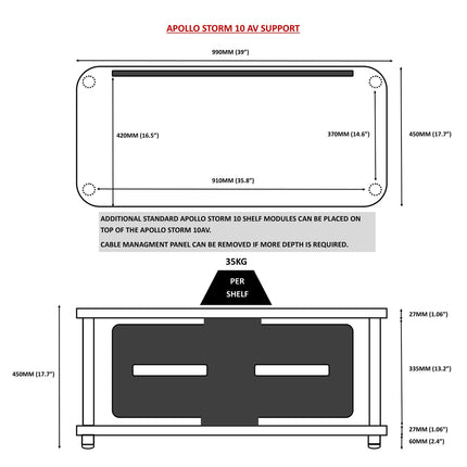 Atacama Storm 10 AV 2-Shelf Base inc Cable Management