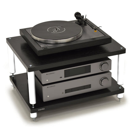 Rack Hi-Fi Atacama Apollo Storm 6 Two Shelf Vinyl Storage Module, Premium Black Edition, 60cm latime, variante culori - White Legs / Black Legs