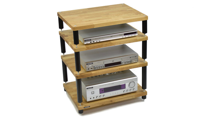 Rack Hi-Fi Atacama Apollo Storm 6, Natural Oak, 60cm latime, 4 rafturi variante culori - White Legs / Black Legs