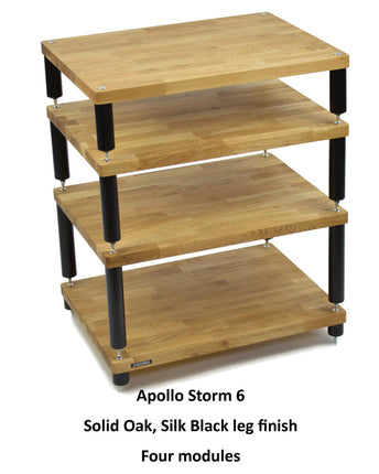 Rack Hi-Fi Atacama Apollo Storm 6, Natural Oak, 60cm latime, 4 rafturi variante culori - White Legs / Black Legs