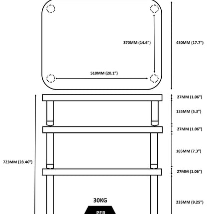 Rack Hi-Fi Atacama Apollo Storm 6, Dark Oak, 60cm latime, 4 rafturi variante culori - White Legs / Black Legs