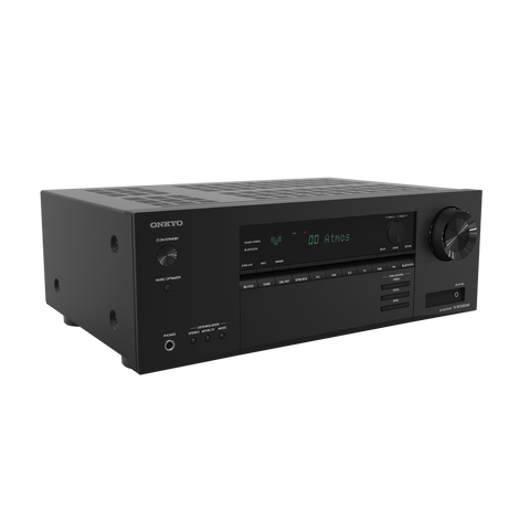 Receiver AV Onkyo TX-SR3100 negru, vazut din trei sferturi fata