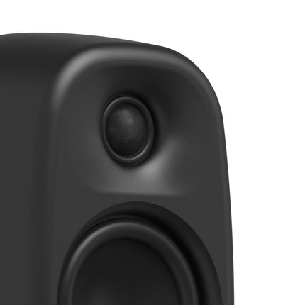 Boxe active Kanto Audio UKI Black, detaliu cu tweeterul și wooferul
