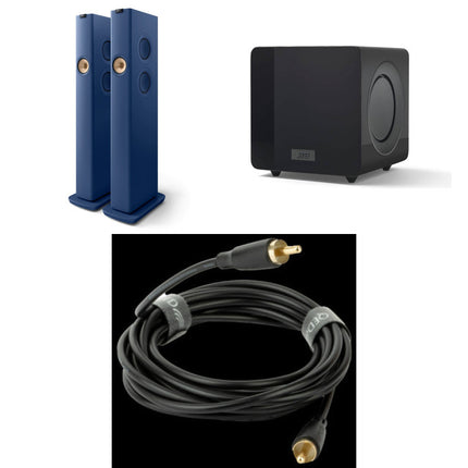 Pachet PROMO boxe active KEF LS60 + subwoofer KC92 MIE + cablu subwoofer QED CONNECT 3m