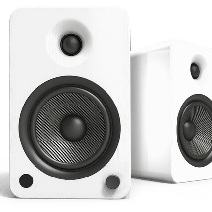 Perechea Kanto Audio YU6 în alb mat, văzută din față