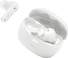 Căști JBL Tune Beam 2 (alb): carcasa de încărcare deschisă, cu o cască alături