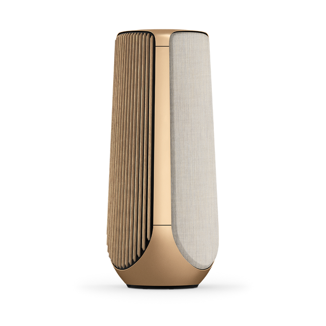 Beolab 50 in Gold Tone cu husa Golden by Kvadrat si panouri Light Oak — imaginea 1
