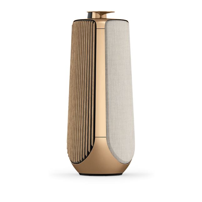 Beolab 50 in Gold Tone cu husa Golden by Kvadrat si panouri Light Oak — imaginea 2