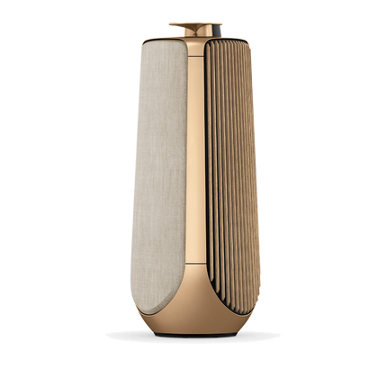 Beolab 50 in Gold Tone cu husa Golden by Kvadrat si panouri Light Oak — imaginea 5