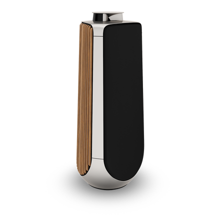 Beolab 50 in Natural Aluminium cu husa textila neagra si panouri de stejar — imaginea 3
