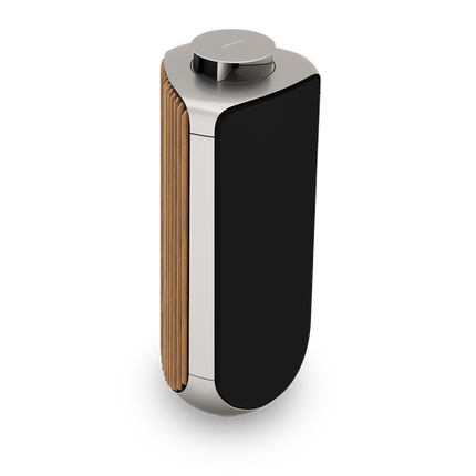 Beolab 50 in Natural Aluminium cu husa textila neagra si panouri de stejar — imaginea 4