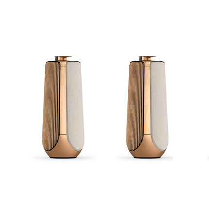 Perechea Beolab 50 in Gold Tone cu husa Golden by Kvadrat si panouri Light Oak