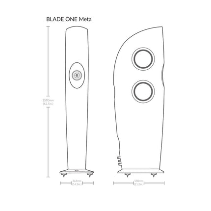 Desen tehnic cotat KEF Blade One Meta: 1590 × 363 × 540 mm