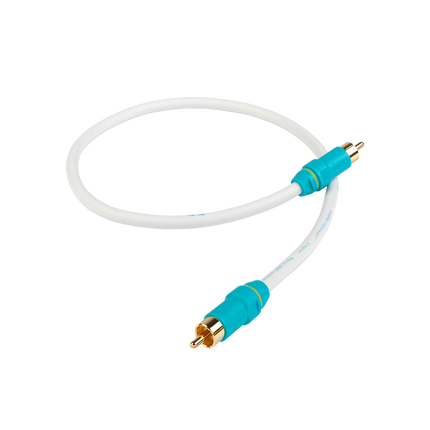 Chord Company C-digital, cablu digital coaxial alb cu mufe RCA turcoaz, vedere de ansamblu