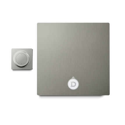 Devialet Astra Light Bronze văzut de sus, cu telecomanda în stânga lui