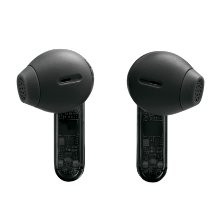 Căști JBL Tune Flex 2 (Ghost Black): perechea de căști văzută dinspre ureche