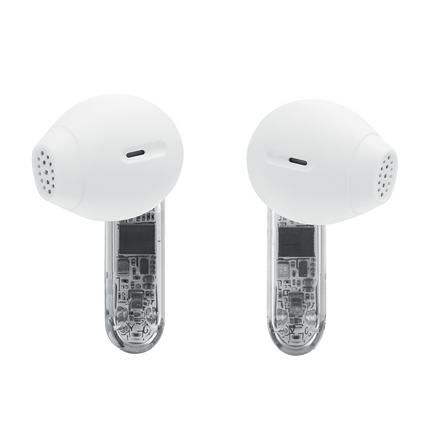 Căști JBL Tune Flex 2 (Ghost White): perechea de căști văzută dinspre ureche